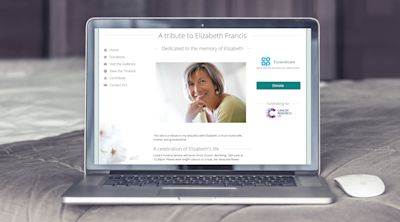 Laptop with an online tributes page open