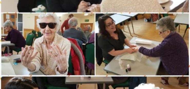 Dementia patients having a pamper afternoon.