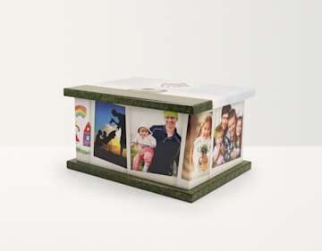 Cropped image of picture ashes casket