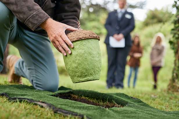 Acorn Urn being laid on the ground
