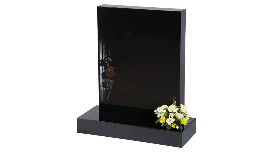 Hand-painted rose design square top memorial Hand-painted rose design square top memorial