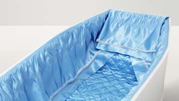 Soft blue coffin lining