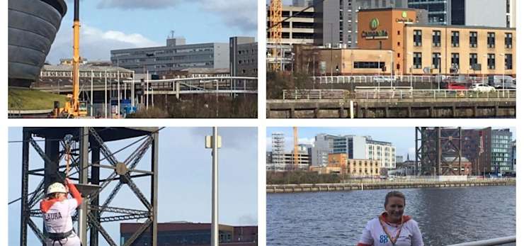 4 images of the zip slide challenge.