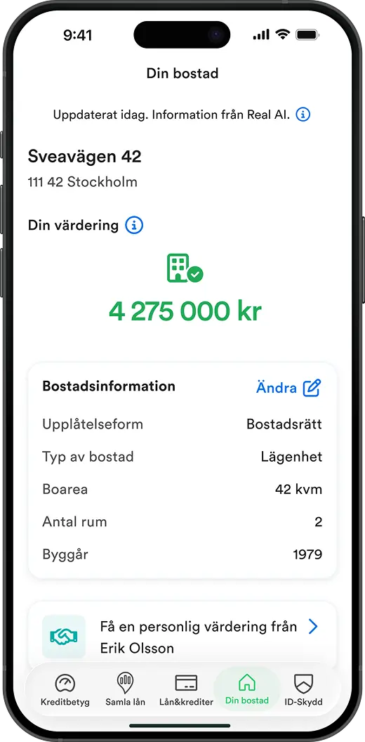Värdera din bostad i appen