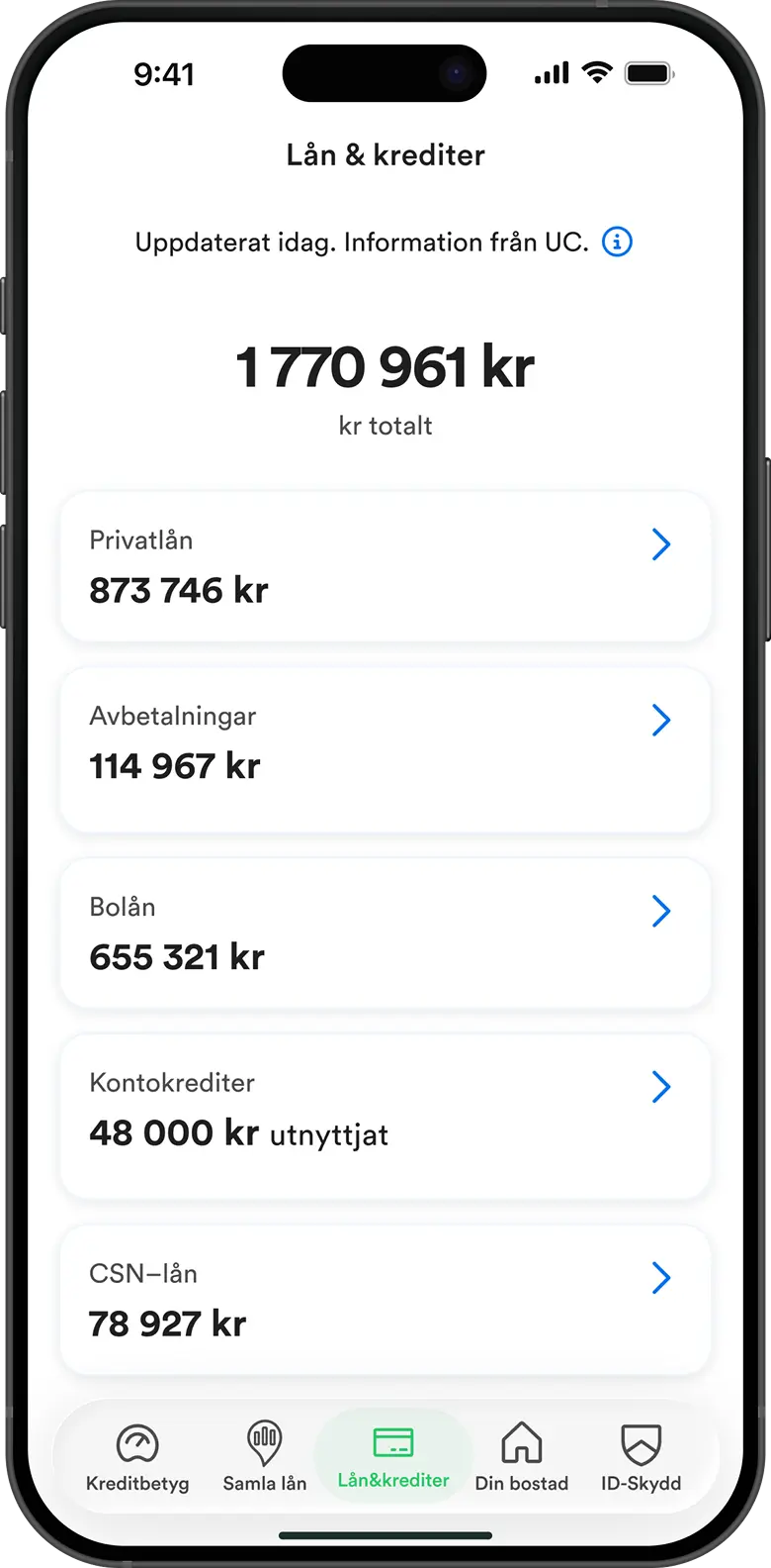 Bild på Lån och krediter i appen