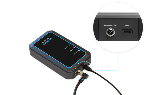 An image that shows the Tracker One's expansion port.