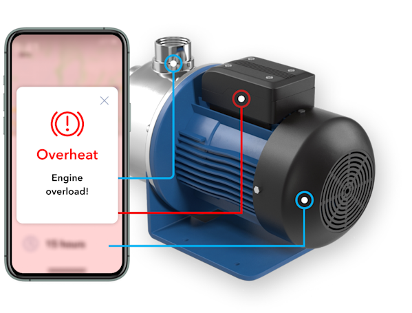 Air compressor being monitored by IoT on mobile device