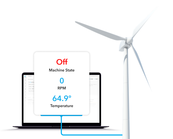Windmill monitored by IoT with laptop