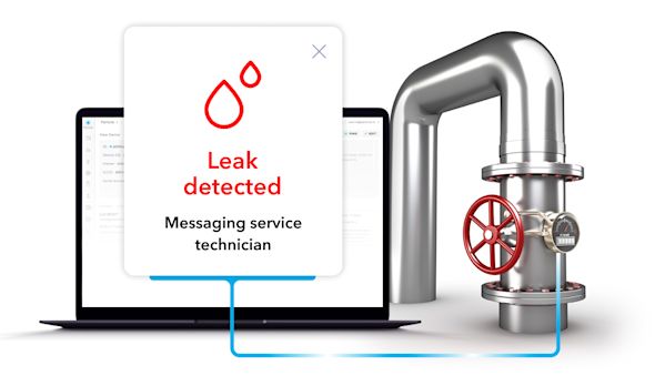 pump with valve being controlled by IoT on laptop