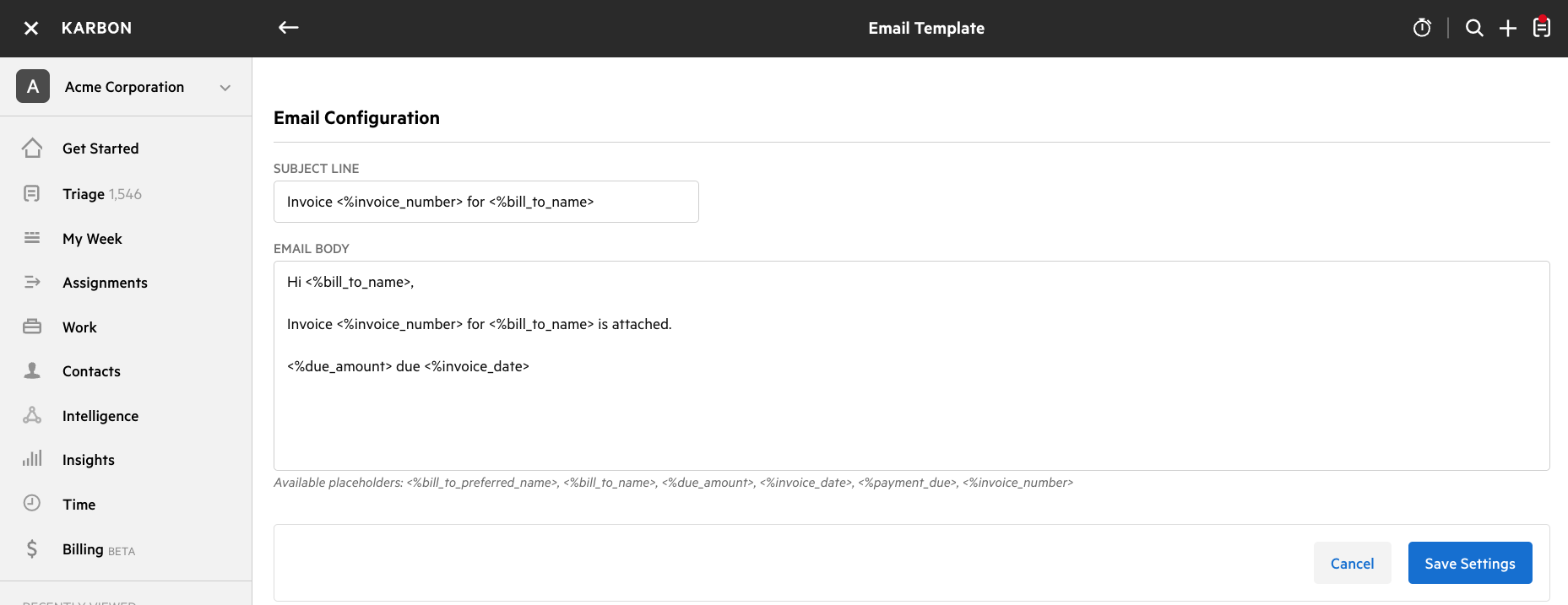 Email configuration