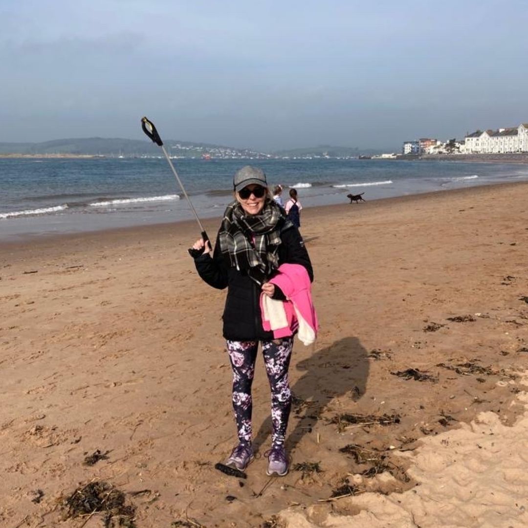 Charlie litterpicking on the beach