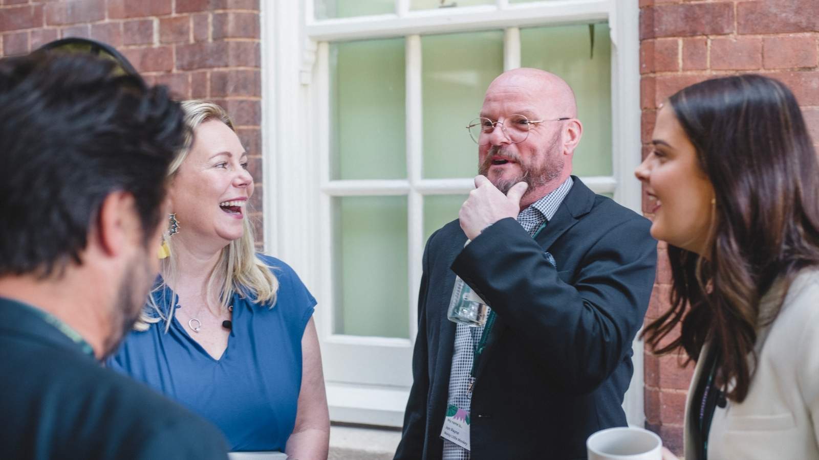 Speakers chat ahead of presentations in Exeter