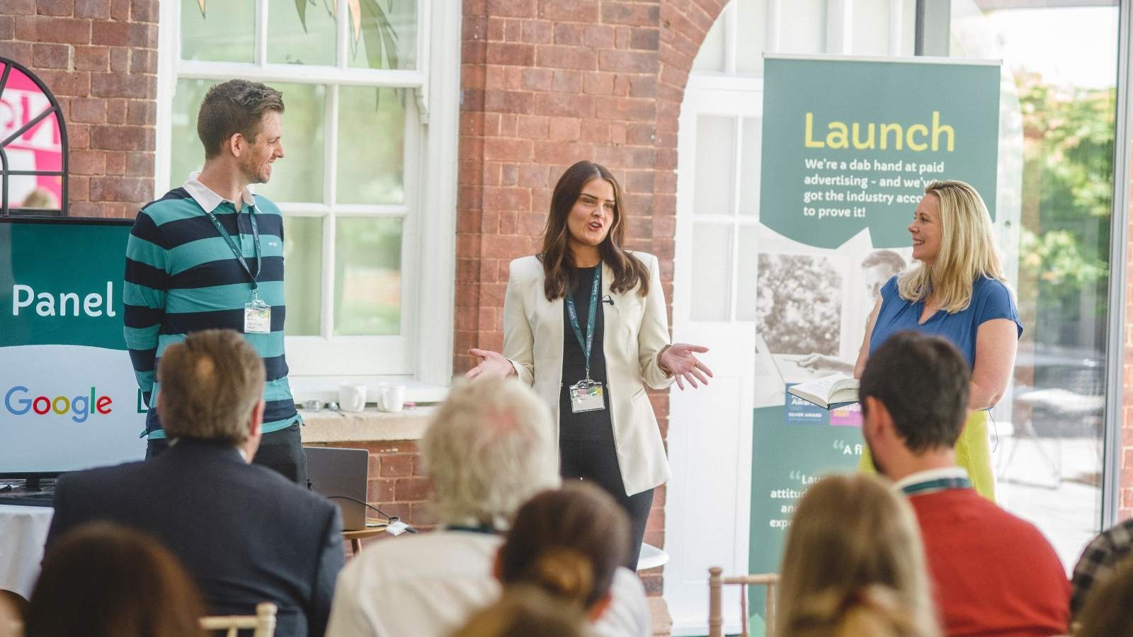 Michael Patten of Launch and Claire McElligott from Google answer audience questions