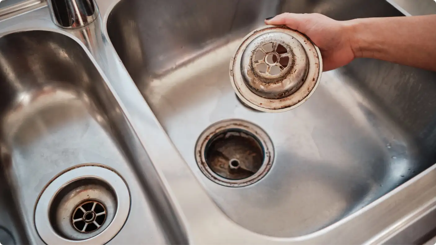 closeup of a sink drain