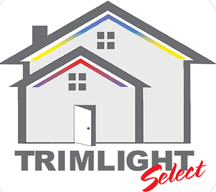 the trimlight select logo. a house with colored trim.
