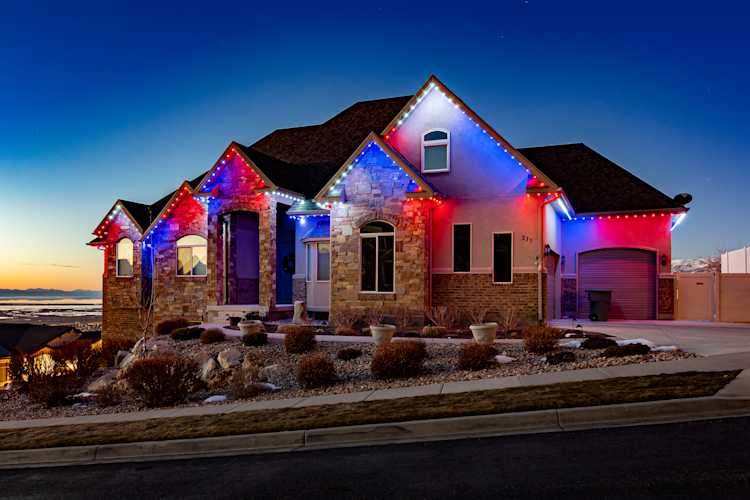 A home with Trimlight lights installed