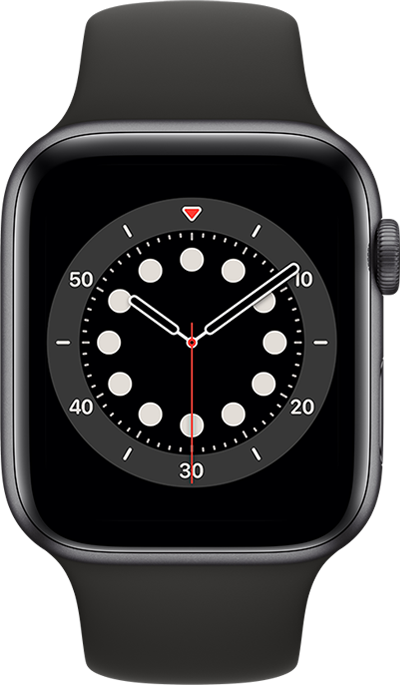 Apple Watch Series 6 Cellular 44mm Space Gray Aluminum Black Sport Band Pure Front Screen USEN Apple Watch Series 6 Aluminium med 4G