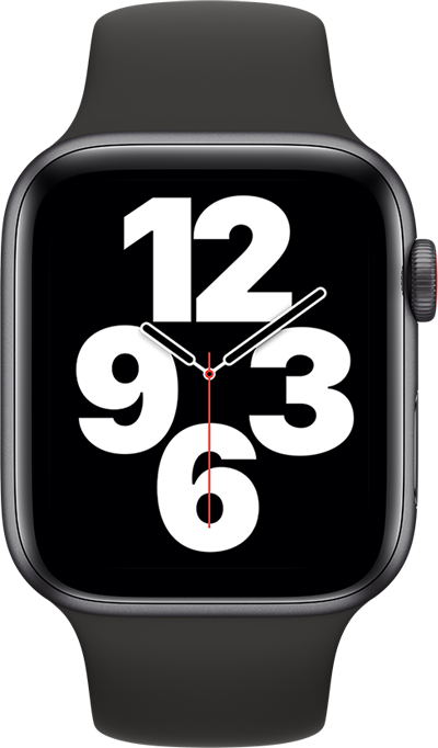 Apple Watch SE Cellular 44mm Space Gray Aluminum Black Sport Band Pure Front Screen USEN Apple Watch SE Aluminium med 4G