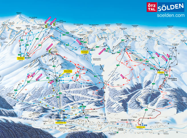 Pistenplan Skigebiet Sölden