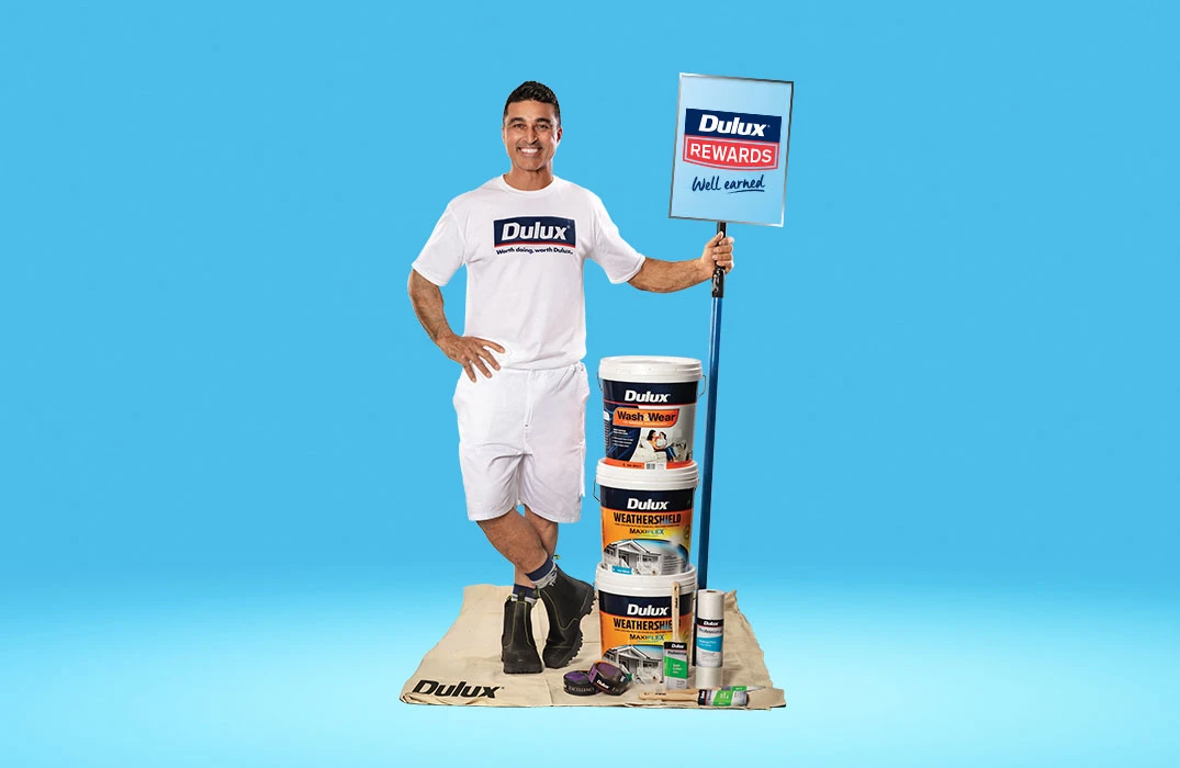 Dulux Trade Rewards hero with Dulux products and accessories