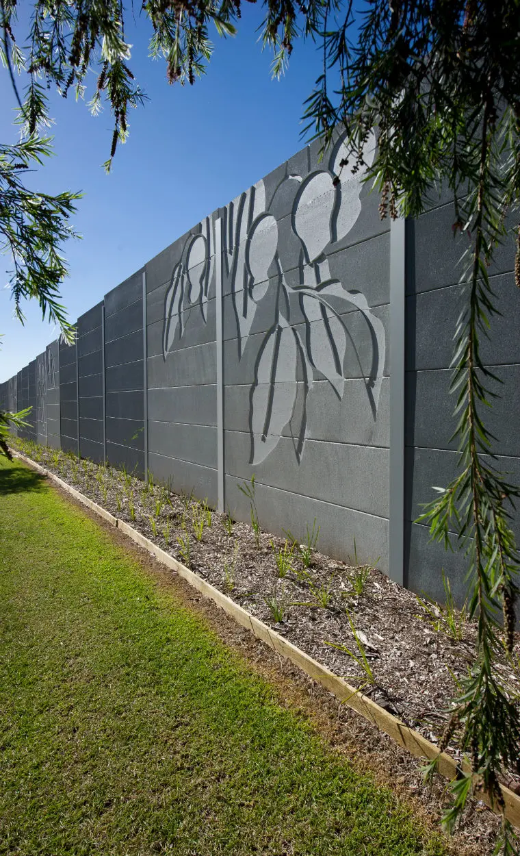 Black noise barrier wall.
