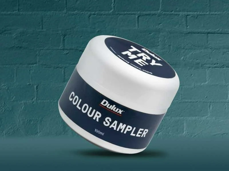 Dulux paint sample pot in Daintree green