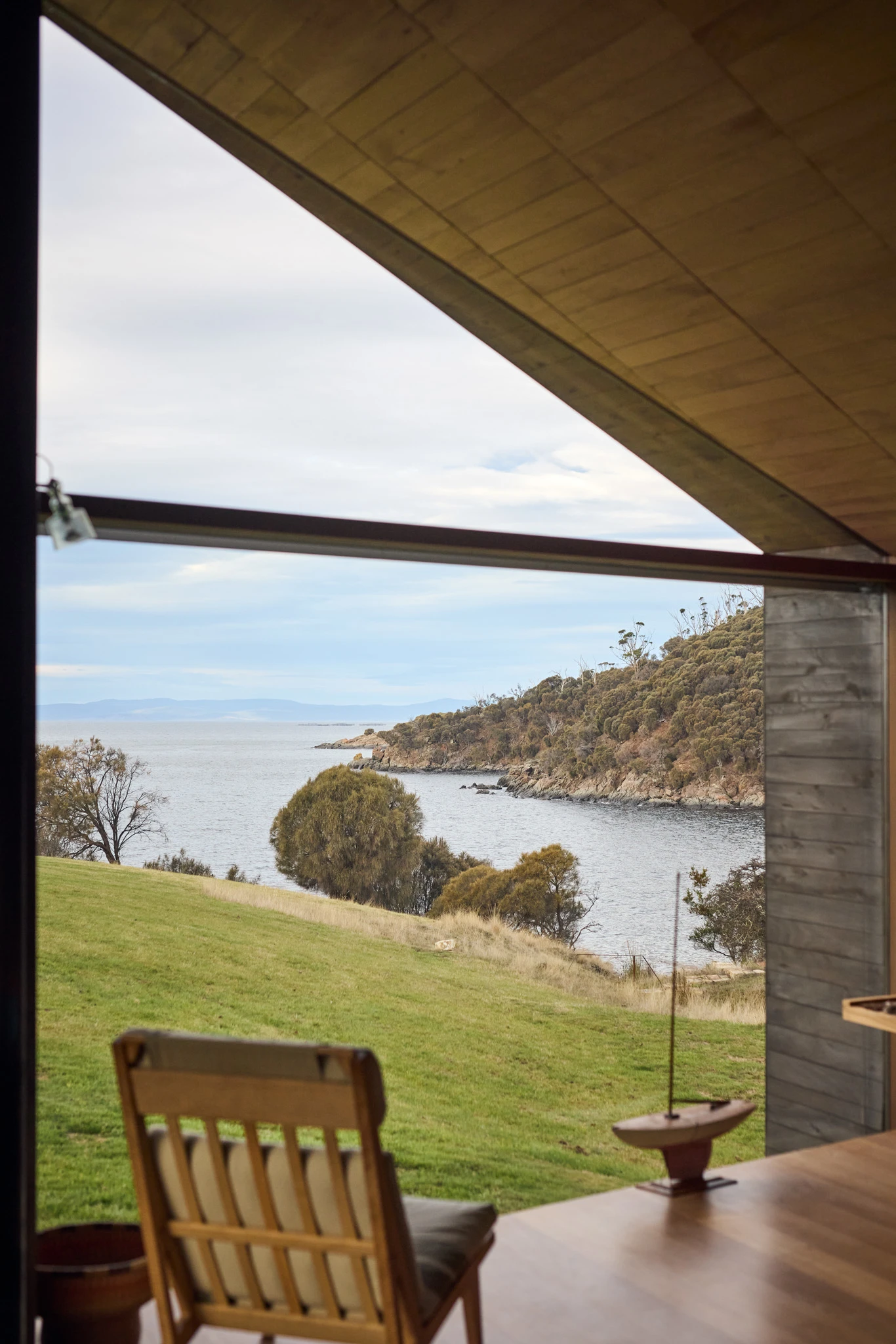 View of ocean from house interior