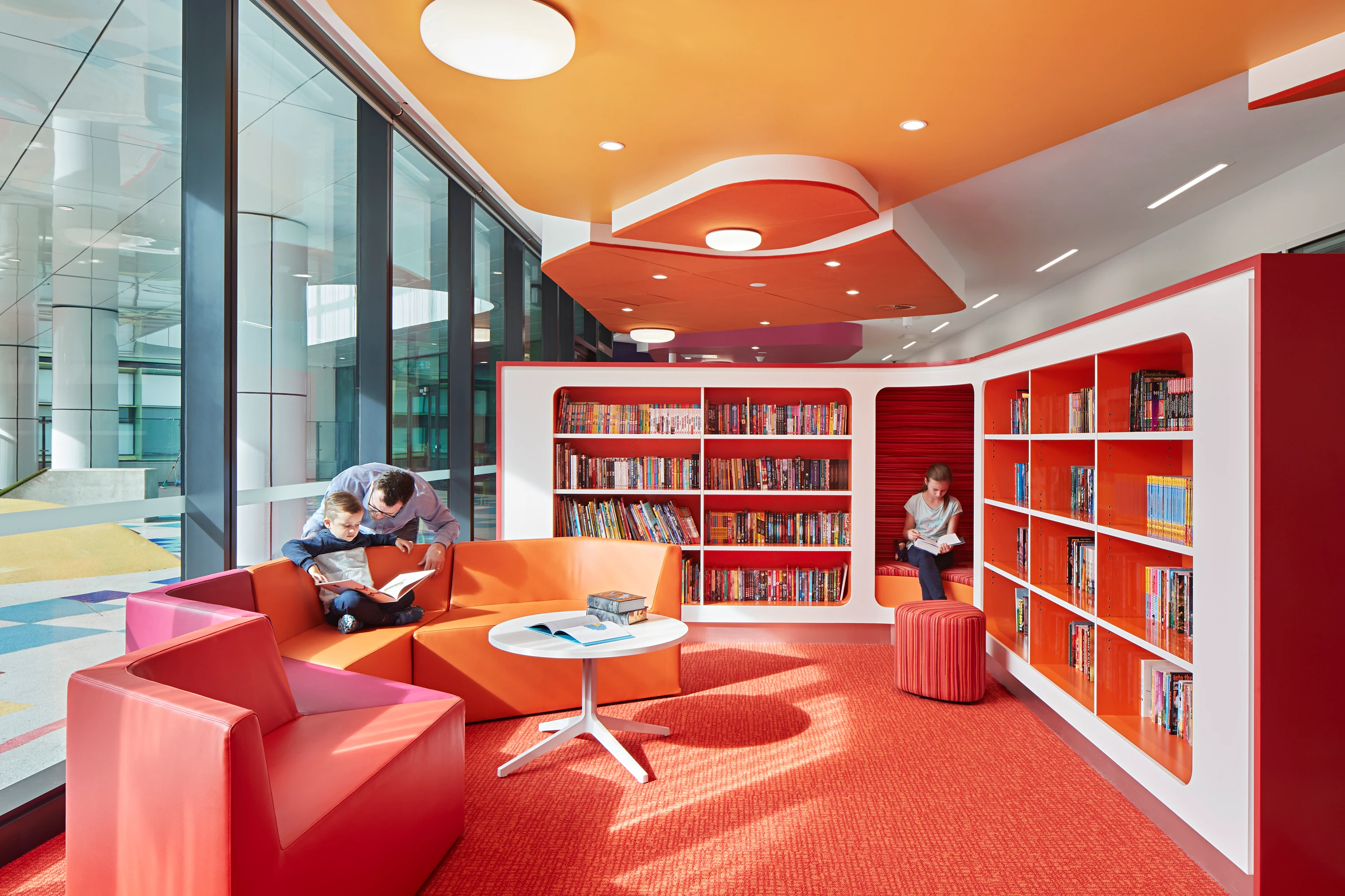 Orange-red library