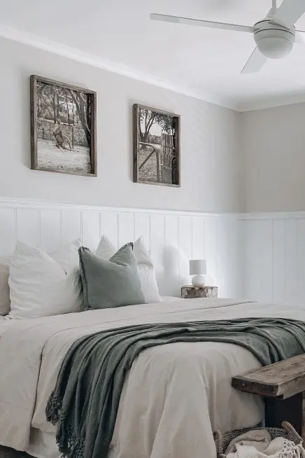 White bedroom with dado panels