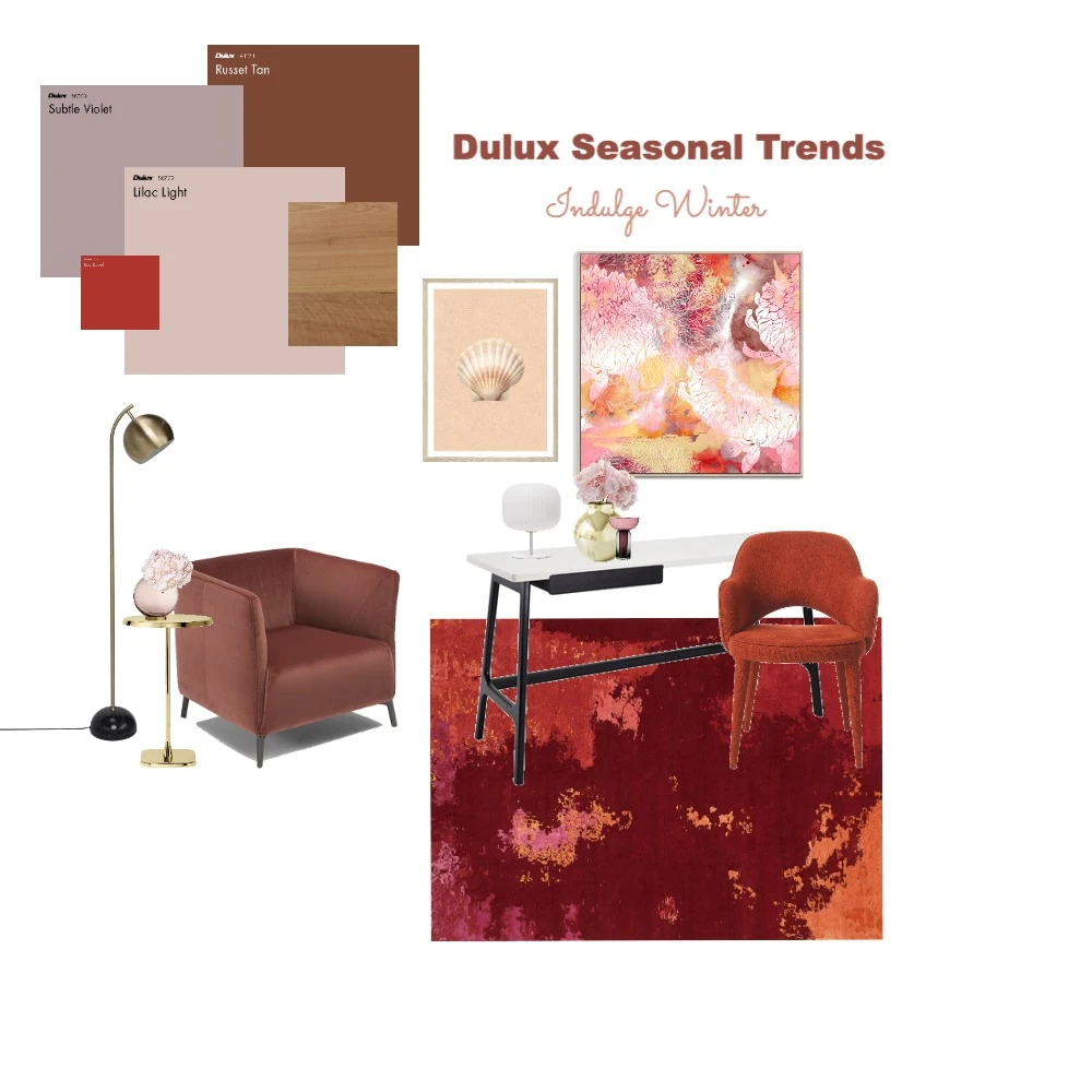 Seasonal trends, winter, 2020, moodboard. with pink and red seating