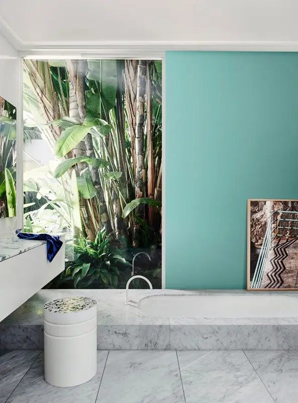 A view of bamboo in a bathroom