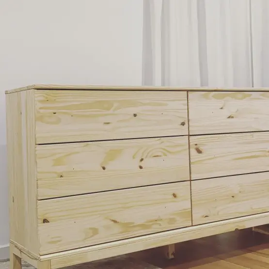 Bare timber chest of drawers 