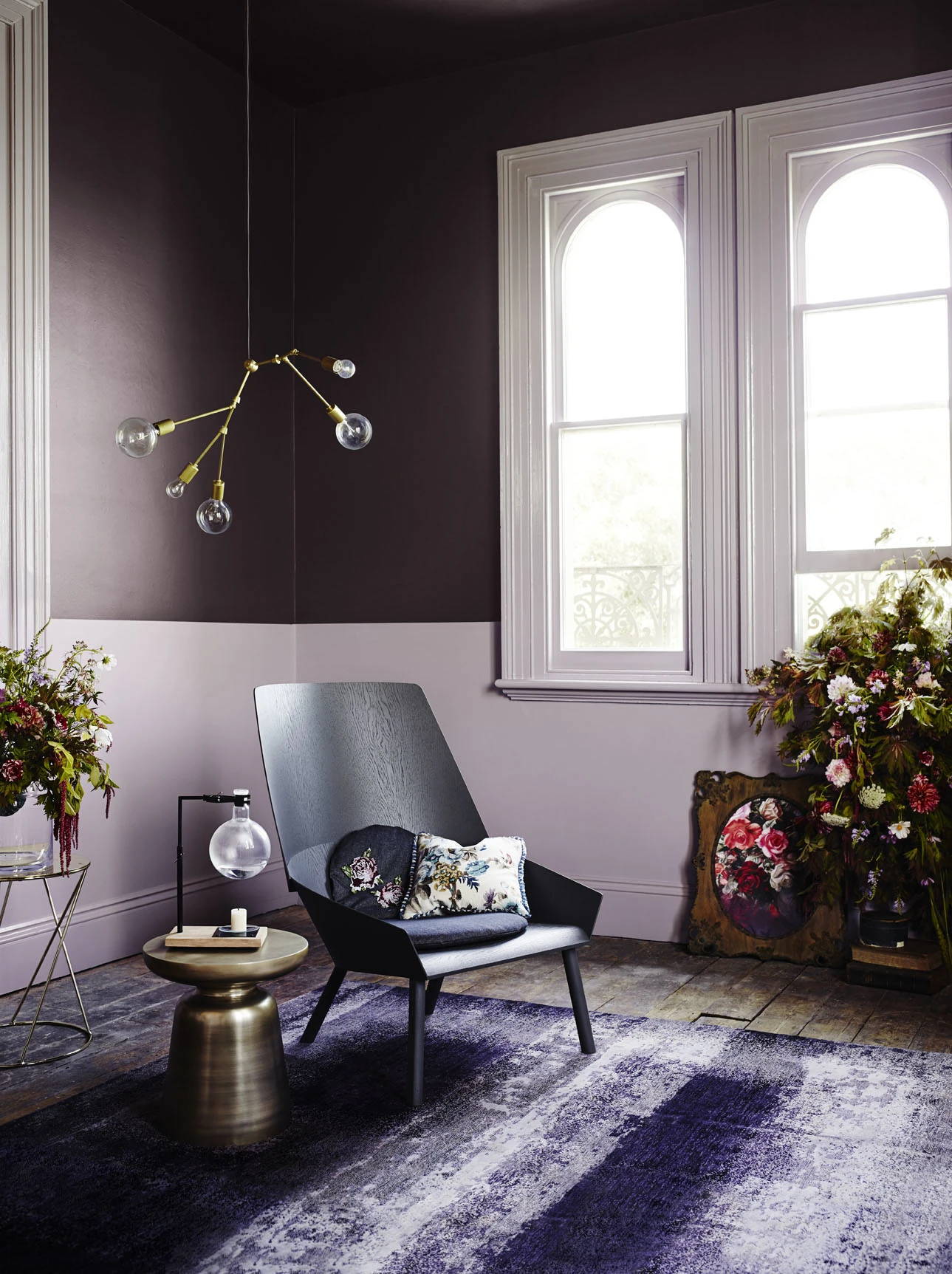 Two-tone purples living rooms
