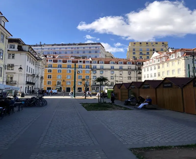 exterior yellow and beige buildings.
