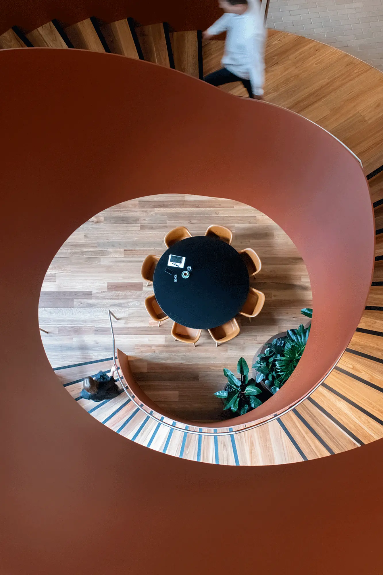 Circular wooden staircase