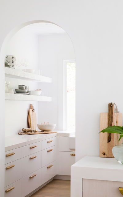 Hinterland Hideaway by Three Birds Renovations. White butler's pantry