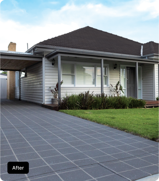 Weatherboard house with concrete driveway
