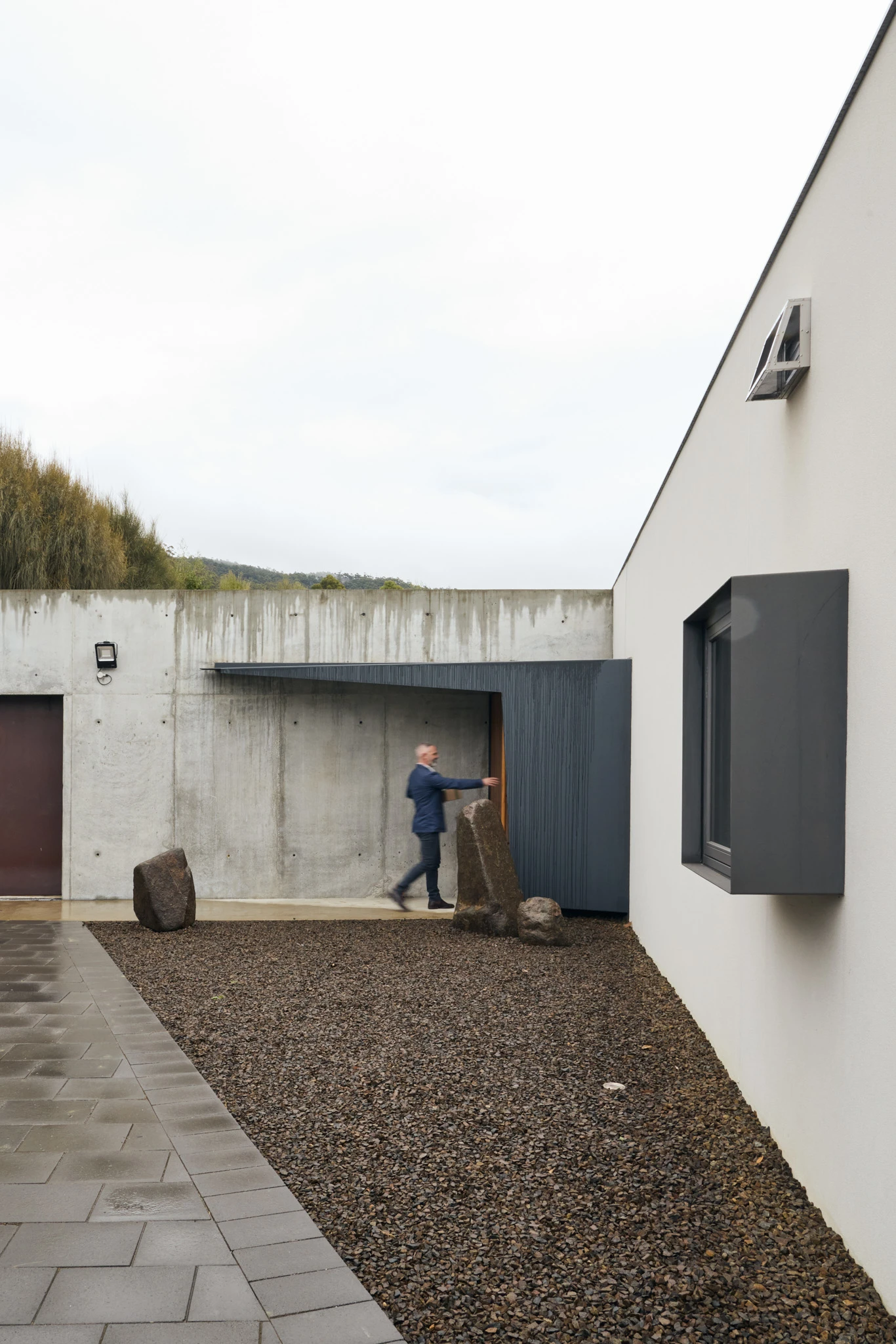 Entry to modern concrete house