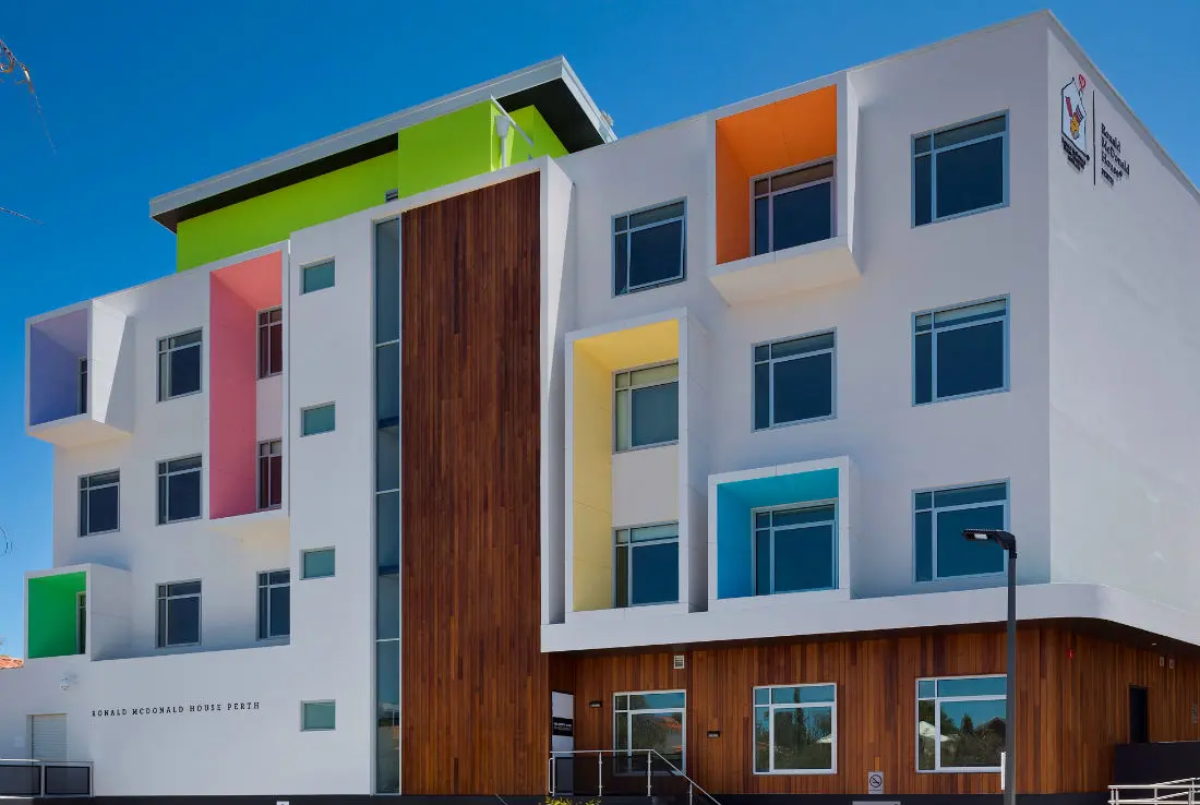 Ronald McDonald House with multicoloured windows