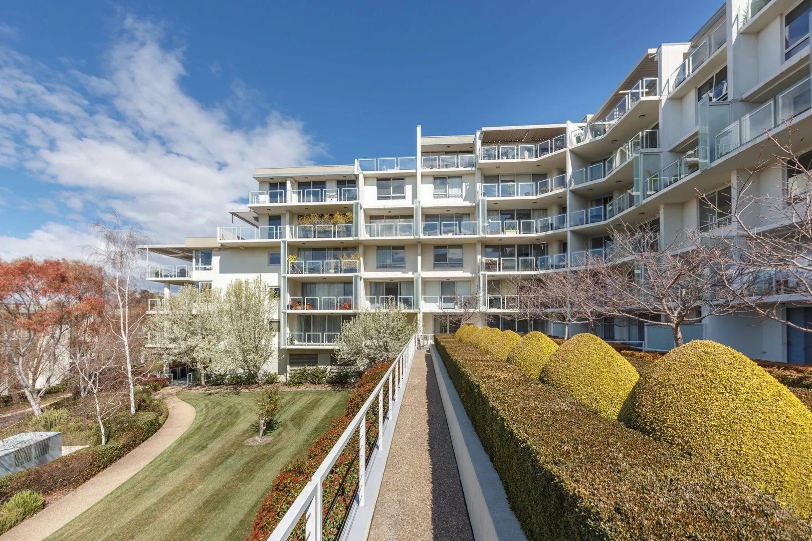 White apartments.