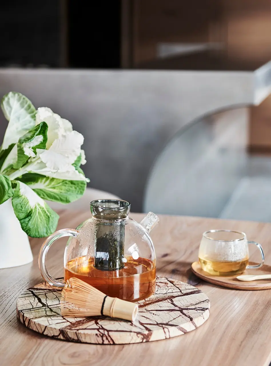 interior table decor, teapot.