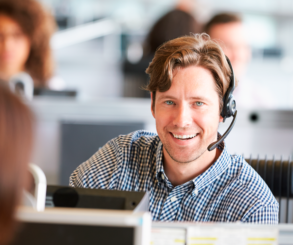 Man in call centre