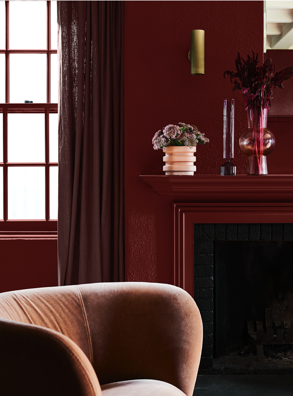Red fireplace indulge colour forecast trends