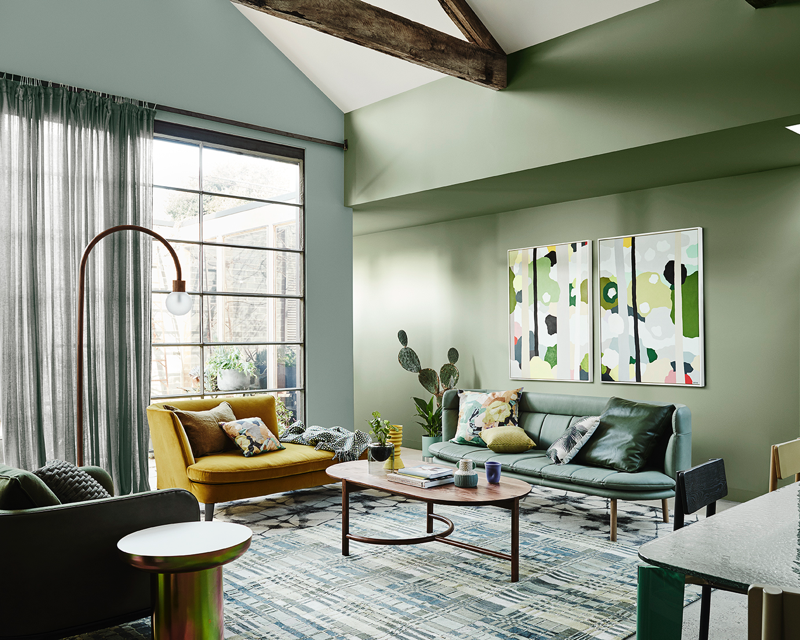 Inspiration of green coloured living room