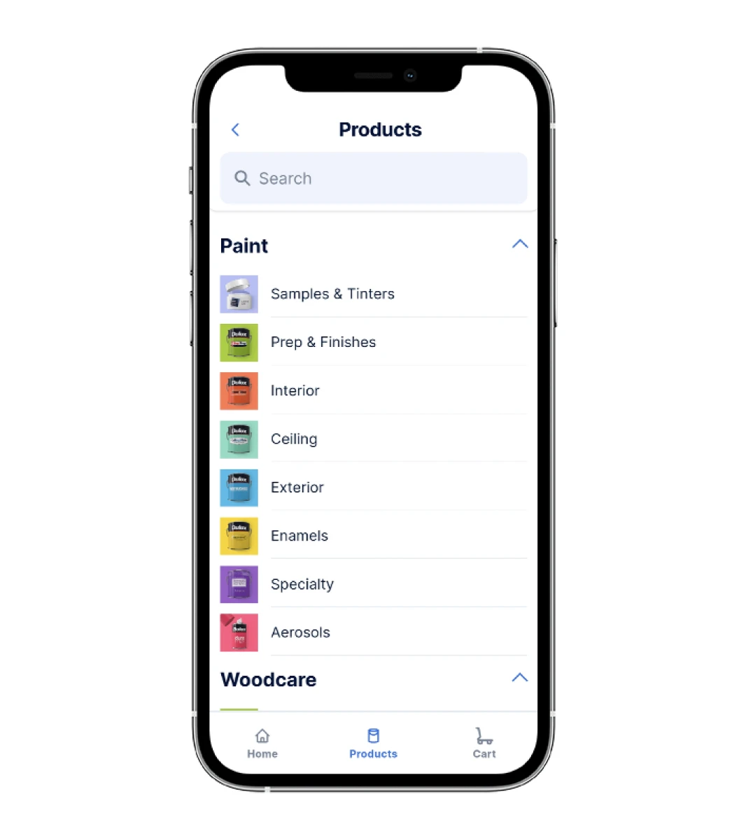 List of available Trade Direct App products displayed on a mobile