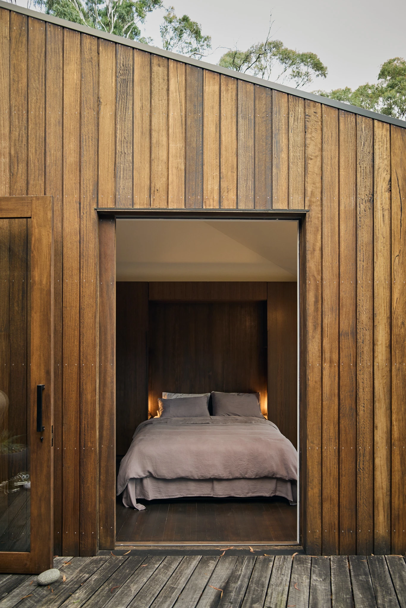 Bedroom window, photograph taken from outside.