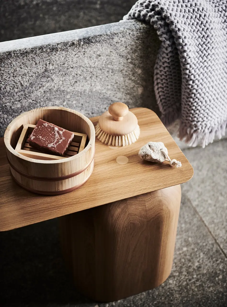 interior bathroom decor bench items.