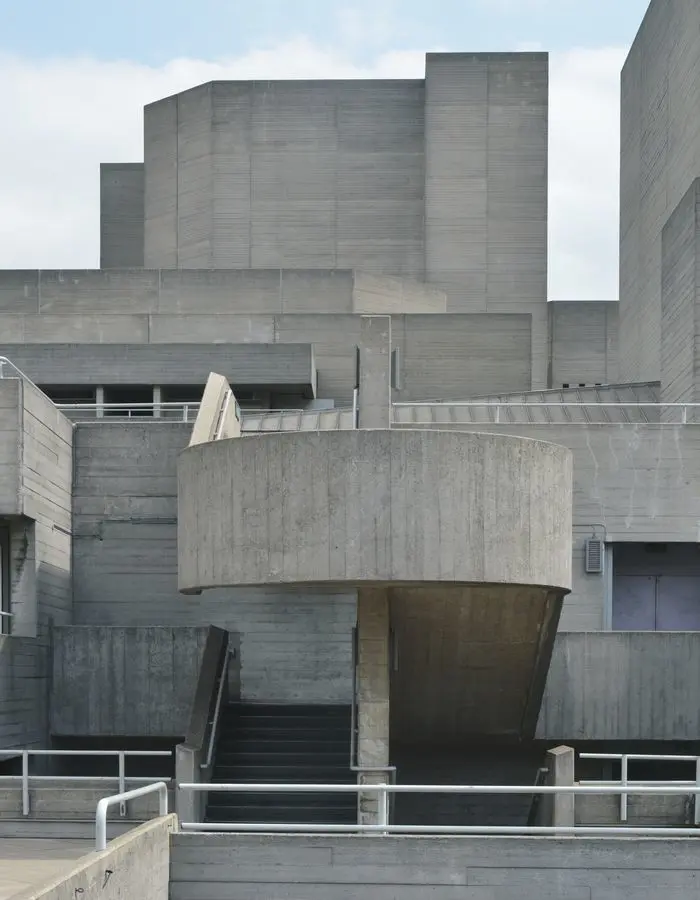 exterior concrete stairway and concrete building.