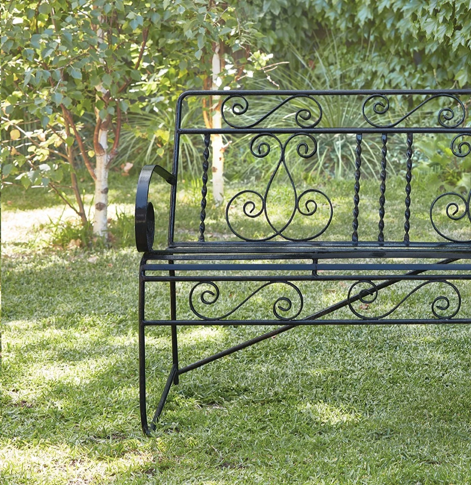 black iron garden seat