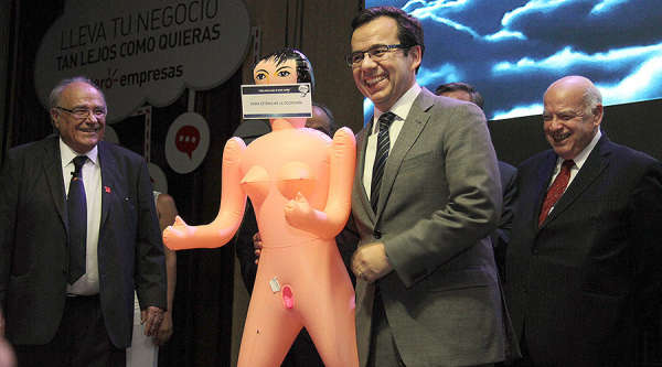 Luis Cespedes with inflatable sex doll